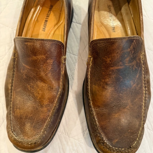 Johnson & Murphy Brown Leather Sheepskin Loafers 12 M 20-7792 Made in Brazil - Picture 5 of 10
